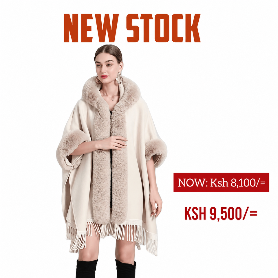 Ivory Signature Fur Cape/Poncho